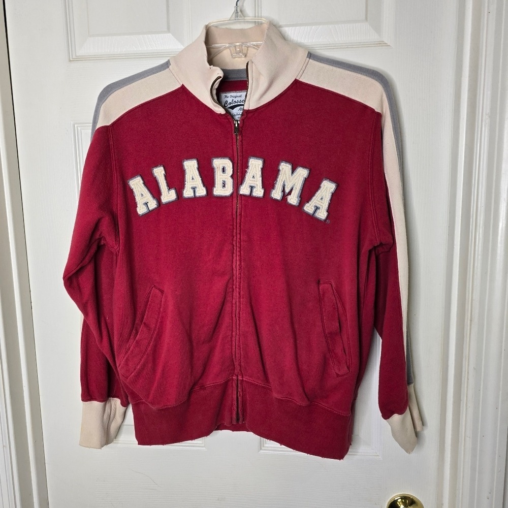 Vintage well loved Alabama Red white Zip-Up fleece‎ Jacket S
